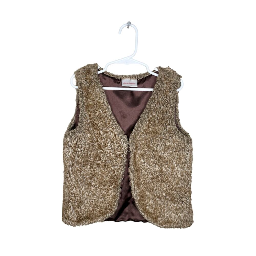 HANNA ANDERSSON Faux Fur Vest Brown Size 6-7